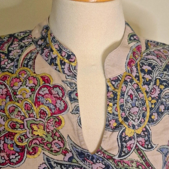 Charter Club Luxury linen/cotton blend floral paisley print tunic  SZ XS - Picture 7 of 12